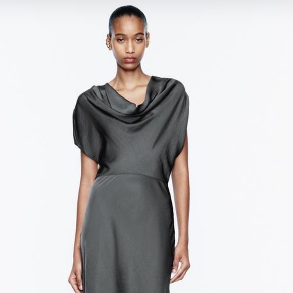 ZARA SATIN MIDI DRESS - Picture 4 of 7
